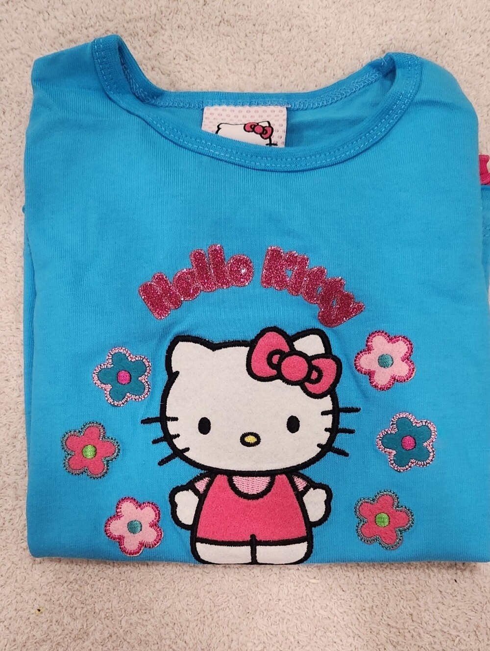 Hello Kitty Girls' Blue/Fuchsia Ruffle Tee